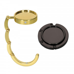 Set 2 Carlige de masa pentru genti, Kwmobile, Negru/Auriu, Aluminiu, 48556.06 - Img 2