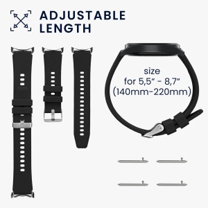 Set 2 Curele Kwmobile pentru Google Pixel Watch 2/Pixel Watch, Negru/Albastru inchis, Silicon, KWM0000254I001C - Img 6
