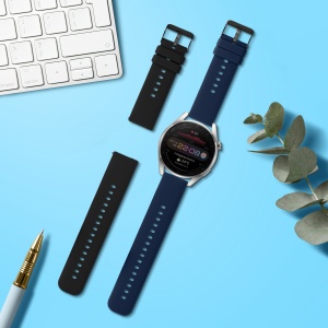 Set 2 Curele Kwmobile pentru Huawei Watch 4/Watch 4 Pro/Watch 3, Negru/Albastru inchis, Silicon, KWM000024SW001C - Img 7