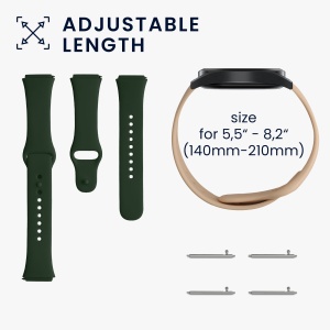 Set 2 Curele Kwmobile pentru Xiaomi Redmi Watch 3 Active, Verde inchis/Bej, Silicon, KWM000024XY002C - Img 6