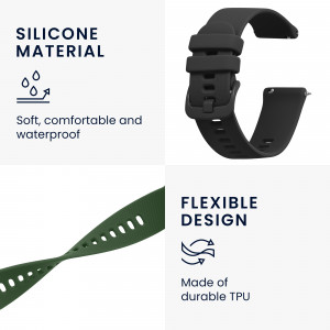 Set 2 curele pentru Garmin Venu Sq/Venu Sq Music, Kwmobile, Negru/Verde, Silicon, 57776.03 - Img 6