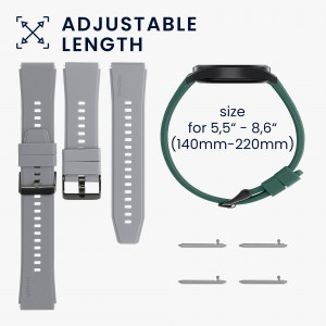 Set 2 curele pentru Xiaomi Mi Watch Color Sport/Watch S1 Active, Kwmobile, Gri/Verde, Silicon, 58971.02 - Img 7