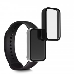 Set 2 Folii de protectie pentru Xiaomi Redmi Smart Band Pro, Kwmobile, Negru/Transparent, Sticla securizata, 57424.01 - Img 2