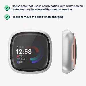 Set 2 Huse Kwmobile cu sticla securizata pentru Fitbit Versa 4/Sense 2, Negru/Argintiu, Plastic, KWM000024UJ004C - Img 6