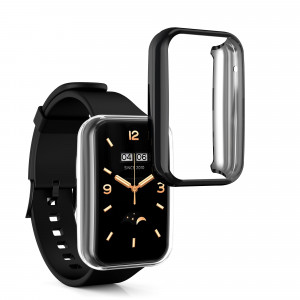 Set 2 huse kwmobile pentru Xiaomi Mi Band 7 Pro, Silicon, Negru/Transparent, 59605.01 - Img 2