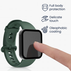 Set 2 Huse pentru Xiaomi Redmi Watch 2, kwmobile, Sticla securizata, Negru / Transparent, 56913.01 - Img 4