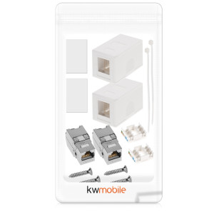 Set 2 Prize ecranate de retea RJ45 cu 2 module Keystone, Kwmobile, Alb, Plastic, 50453.02.02 - Img 6