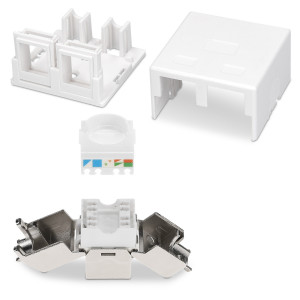 Set 2 Prize ecranate duble de retea RJ45 cu 2 mufe CAT 6A, Kwmobile, Alb, Plastic, 50454.02.02 - Img 7