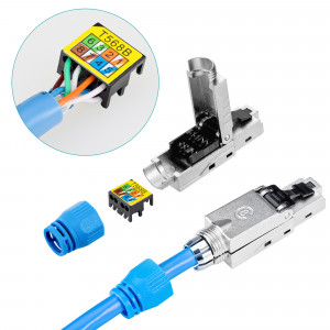 Set 4 Mufe CAT8 RJ-45 pentru cabluri Ethernet CAT8 ecranate, Kwmobile, Multicolor, Metal, 52519.04 - Img 3