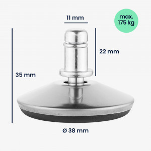 Set 5 Picioare pentru scaun de birou tija 11 mm, Kwmobile, Argintiu/Negru, Otel, 56094.03 - Img 5
