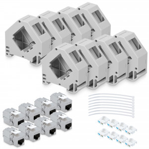 Set 8 Mufe CAT6A de 10 Gbit cu 8 carcase pentru cabluri Ethernet RJ45, Kwmobile, Gri, Metal, 47696.08 - Img 7