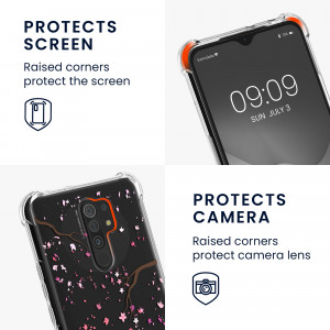 Bumper kwmobile pentru Xiaomi Redmi 9, Silicon, Transparent/Roz, 56532.02 - Img 3