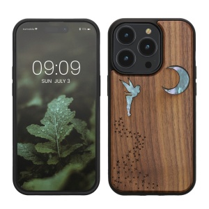 Husa Kwmobile pentru Apple iPhone 14 Pro, Maro/Multicolor, Lemn/Silicon, 59126.08 - Img 1