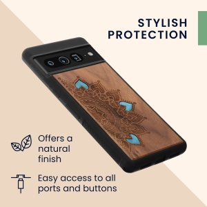 Husa Kwmobile pentru Google Pixel 7 Pro, Maro/Albastru, Lemn, KWM000018ED006C - Img 6