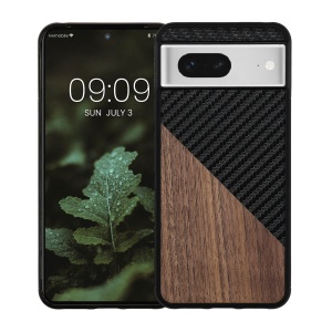 Husa Kwmobile pentru Google Pixel 8, Maro/Negru, Lemn/Silicon, 61873.01 - Img 2