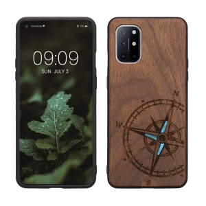 Husa Kwmobile pentru OnePlus 8T, Maro/Albastru, Lemn, KWM0000123P006C - Img 1