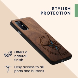 Husa Kwmobile pentru OnePlus 8T, Maro/Albastru, Lemn, KWM0000123P006C - Img 6