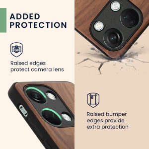 Husa Kwmobile pentru OnePlus Nord 3 5G, Maro, Lemn/Silicon, 61771.01 - Img 4
