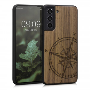 Husa Kwmobile pentru Samsung Galaxy S21 FE, Lemn, Maro, 56172.02 - Img 1