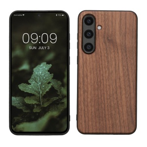Husa Kwmobile pentru Samsung Galaxy S24 FE, Maro, Lemn/Silicon, KWM000021WK001C - Img 1