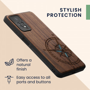 Husa kwmobile pentru Xiaomi Redmi Note 11 Pro/Redmi Note 11 Pro 5G/Redmi Note 12 Pro , Lemn, Maro/Albastru, 57381.11 - Img 7