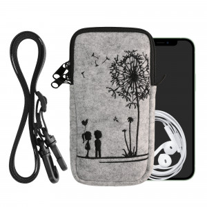 Husa Universala Kwmobile marime XL - 6,8 inch, Microfibra, Gri/Negru, 58702.4.02 - Img 2