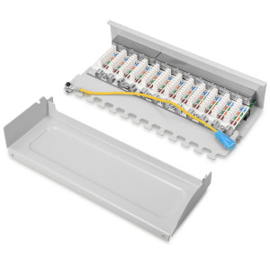 Patch Panel Cat6 cu 12 porturi RJ45 si montare pe perete, Kwmobile, Gri, Metal, 47695.02 - Img 5