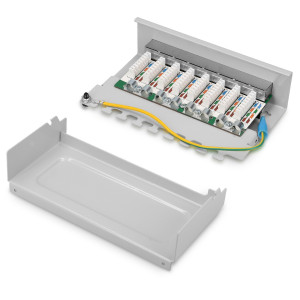 Patch Panel Cat6 cu 12 porturi RJ45 si montare pe perete, Kwmobile, Gri, Metal, 47695.03 - Img 5