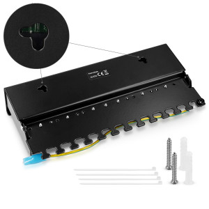 Patch Panel Cat6 cu 12 porturi RJ45 si montare pe perete, Kwmobile, Negru, Metal, 44493.02 - Img 4