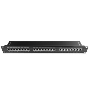 Patch Panel Cat6 cu 24 porturi RJ45 si bara de gestionare a cablurilor, Kwmobile, Negru, Metal, 44493.01 - Img 2