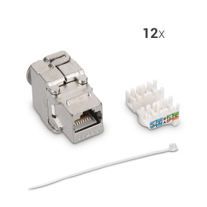 Set 12 Mufe CAT6A de 10 Gbit pentru cabluri Ethernet RJ45, Kwmobile, Argintiu, Metal, 45358.12 - Img 6