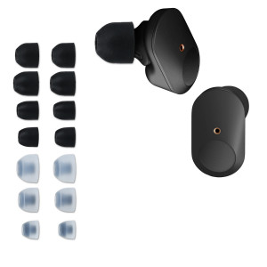 Set 14 Varfuri de schimb pentru casti Sony WF-1000XM3/WF-1000XM4, Kwmobile, Negru/Transparent, Silicon, 50710.01 - Img 2
