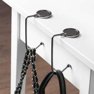 Set 2 Carlige de masa pentru genti, Kwmobile, Negru, Zinc, 53131.02 - Img 4
