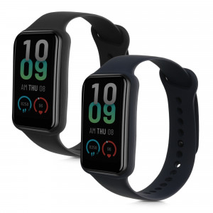 Set 2 curele kwmobile pentru Amazfit Band 7, Silicon, Negru/Albastru, 60111.01 - Img 2
