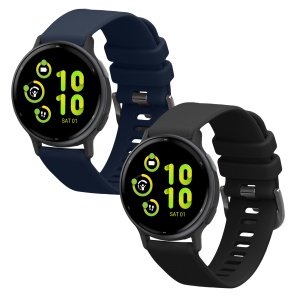 Set 2 Curele Kwmobile pentru Garmin vivoactive 5/Active 5, Negru/Albastru inchis, Silicon, KWM0000254E001C - Img 2