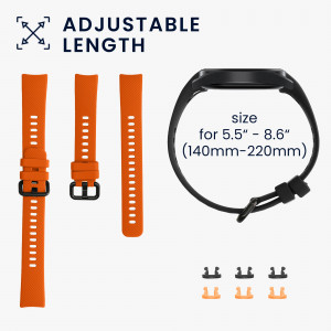 Set 2 curele kwmobile pentru Honor Band 5/Band 4, Silicon, Negru/Portocaliu, 59596.04 - Img 6