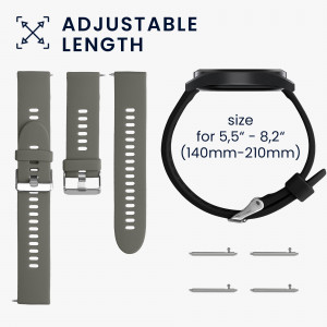 Set 2 Curele Kwmobile pentru Xiaomi Mi Watch/Mi Watch Color Sport, Gri/Negru, Silicon, 58466.05 - Img 7