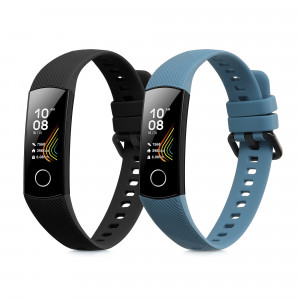 Set 2 Curele pentru Honor Band 5/Band 4, Kwmobile, Negru/Albastru, Silicon, 59596.02 - Img 1
