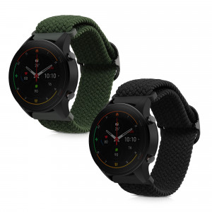 Set 2 curele pentru Xiaomi Mi Watch Color Sport/Watch S1 Active, Kwmobile, Negru/Verde, Nylon, 59518.01 - Img 2