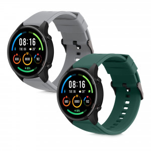 Set 2 curele pentru Xiaomi Mi Watch Color Sport/Watch S1 Active, Kwmobile, Gri/Verde, Silicon, 58971.02 - Img 2
