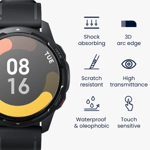 Set 2 Folii de protectie Kwmobile pentru Xiaomi Watch S1 Active, Transparent/Negru, Polimer, KWM000024WT001C - Img 3