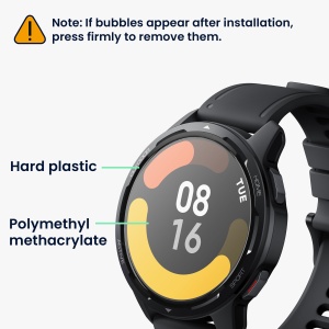 Set 2 Folii de protectie Kwmobile pentru Xiaomi Watch S1 Active, Transparent/Negru, Polimer, KWM000024WT001C - Img 5