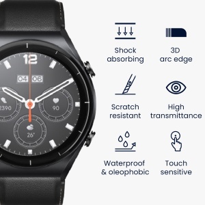 Set 2 Folii de protectie Kwmobile pentru Xiaomi Watch S1, Transparent/Negru, Polimer, KWM000024WU001C - Img 3