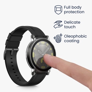 Set 2 Huse Kwmobile cu sticla securizata pentru Huawei Watch GT 4 (41mm), Transparent/Negru, Plastic, KWM0000254P002C - Img 3