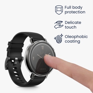 Set 2 Huse Kwmobile cu sticla securizata pentru Huawei Watch GT2 (42mm), Transparent/Negru, Plastic, KWM000011XH003C - Img 3