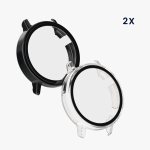 Set 2 Huse Kwmobile cu sticla securizata pentru Huawei Watch GT2 (42mm), Transparent/Negru, Plastic, KWM000011XH003C - Img 5