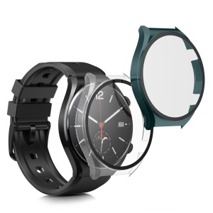 Set 2 Huse Kwmobile cu sticla securizata pentru Xiaomi Watch S1, Transparent/Verde, Plastic, KWM000015ES005C - Img 1