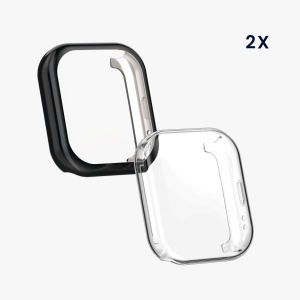 Set 2 Huse Kwmobile pentru Amazfit Active, Transparent/Negru, Silicon, KWM000025BI001C - Img 5
