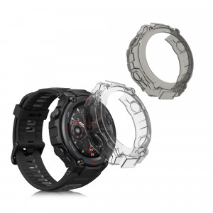 Set 2 huse pentru Huami Amazfit T-Rex/Amazfit T-Rex Pro, Kwmobile, Negru/Transparent, Silicon, 58459.02 - Img 1