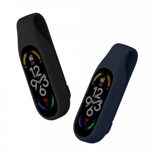 Set 2 Huse pentru Xiaomi Mi Band 7/Mi Band 6/Mi Band 5, Kwmobile, Negru/Albastru, Silicon, 59313.02 - Img 1